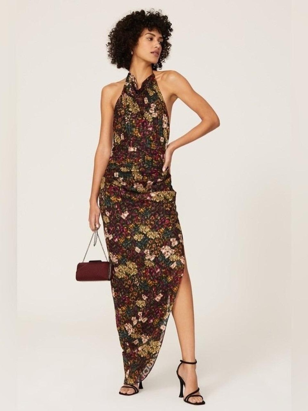 Amanda Uprichard Elektra Backless Maxi Dress in Floral Multi-Color